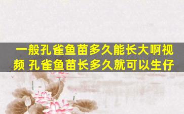 一般孔雀鱼苗多久能长大啊视频 孔雀鱼苗长多久就可以生仔